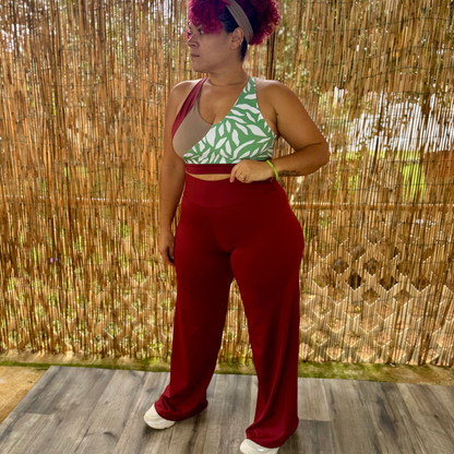 Pantalón Loungewear Cacao de Tiro Alto – Cómodo, Suave y Fluido – Hecho a Mano