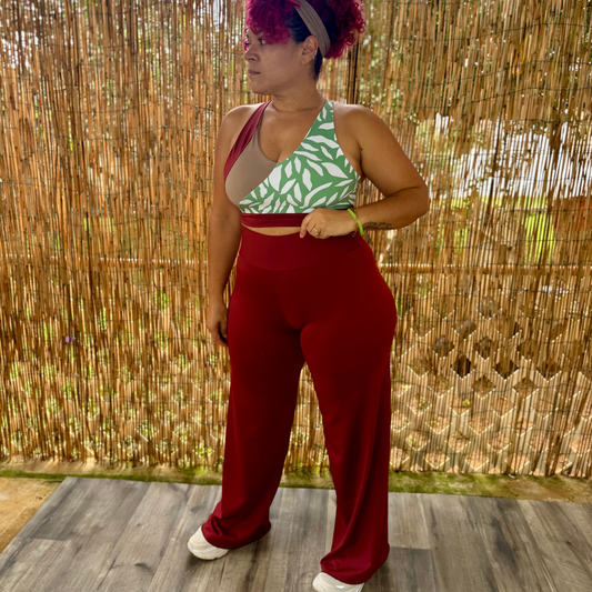 Pantalón Loungewear Cacao de Tiro Alto – Cómodo, Suave y Fluido – Hecho a Mano