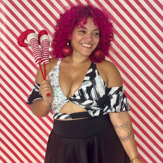 Top Deportivo Ajustable “Plena” – Soporte Medio, Manga Rizo Removible, Frente Torcido, Lycra 4-Way Spandex | Athleisure y Festivo | Hecho a Mano en Puerto Rico