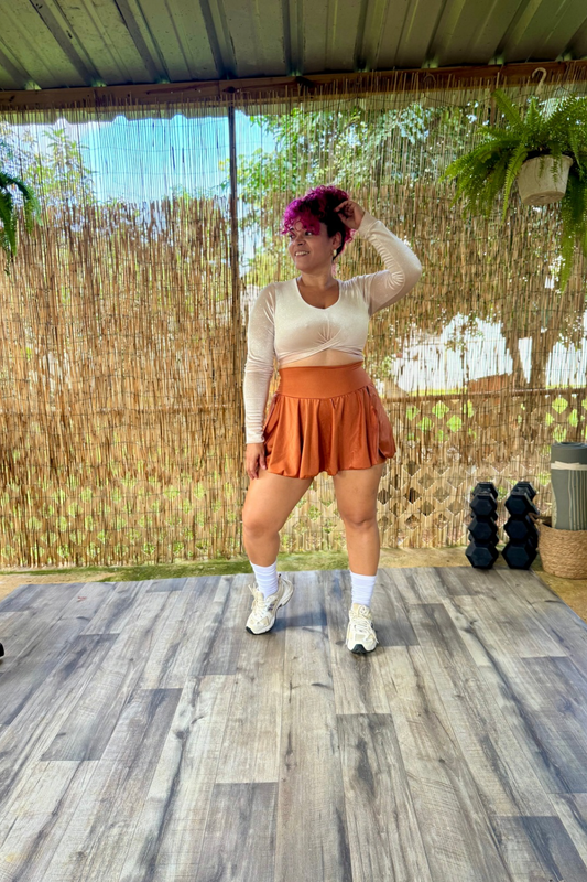 JOLGORIO — Falda Deportiva con Short Integrado, Faja Doble y Bolsillo | Serena Shiny 4-Way Stretch — Edición Limitada PRE ORDEN